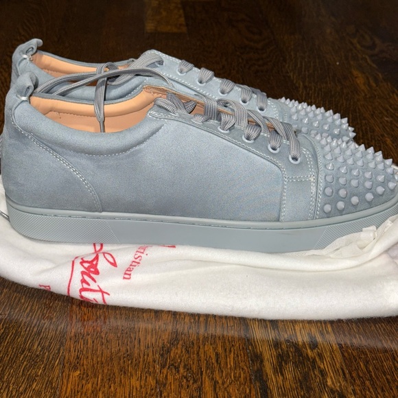 Christian Louboutin Gray Spiked Sneakers